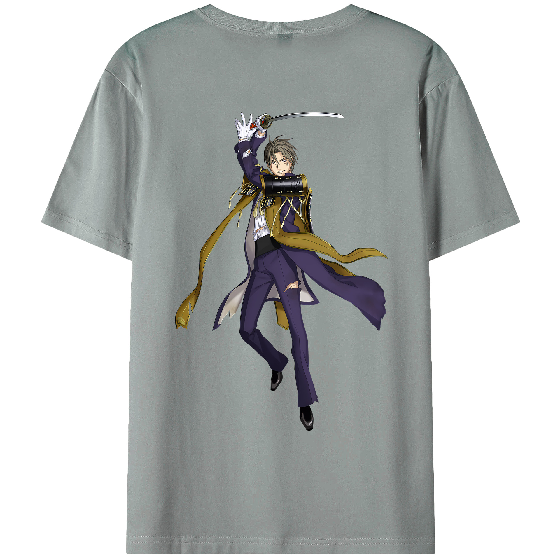 （画像用） 刀剣乱舞 Touken Ranbu 綿100％ メンズ半袖Tシャツ（バックプリント） 通気性